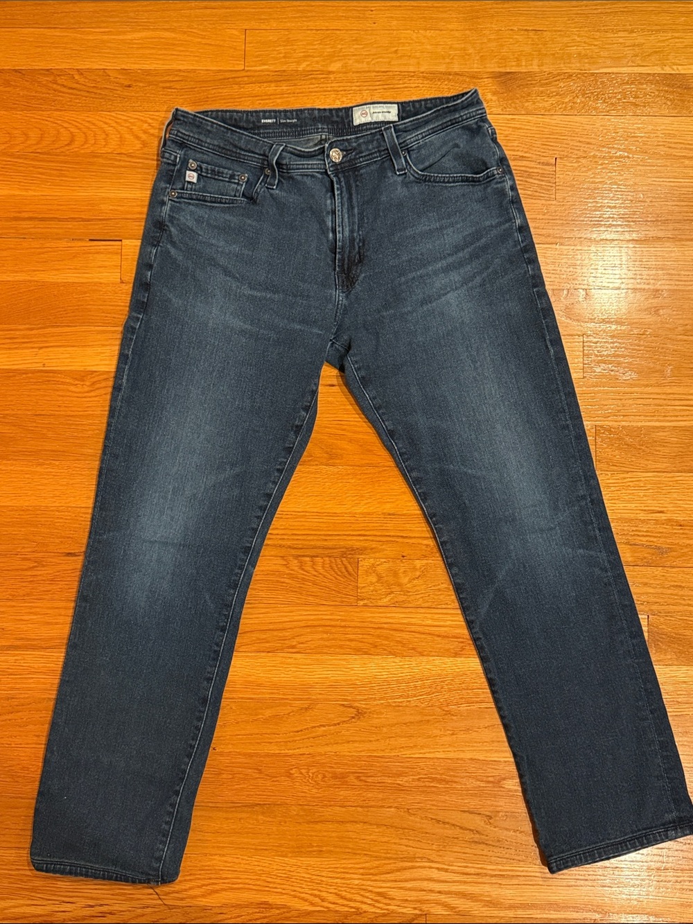 Ag Adriano Goldschmied Men’s Slim Straight Jeans in Dark Blue